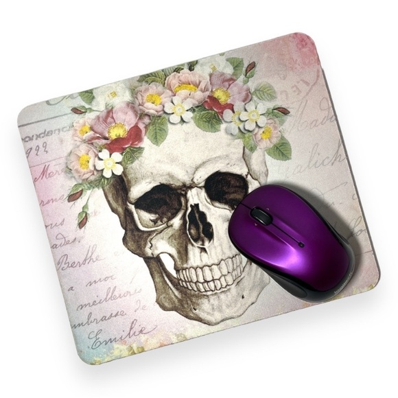 Sugar Skull Floral Computer Laptop Mouse Pad New Custom Made OOAK - Picture 1 of 5